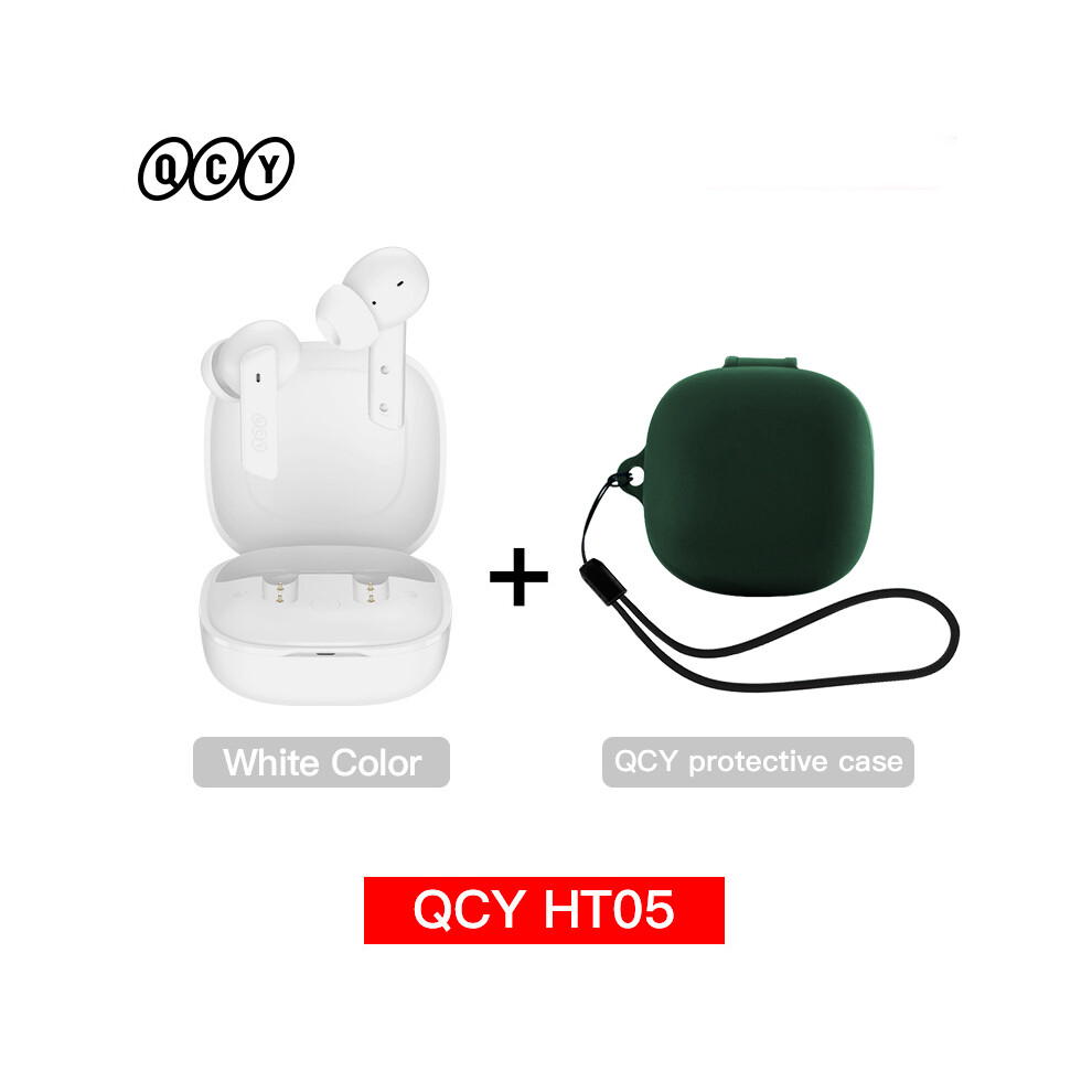 Maxpower (White With Case02) Qcy Ht05 Anc Wireless Earphone 40Db Noise Cancelling Bluetooth 5.2 Headphone