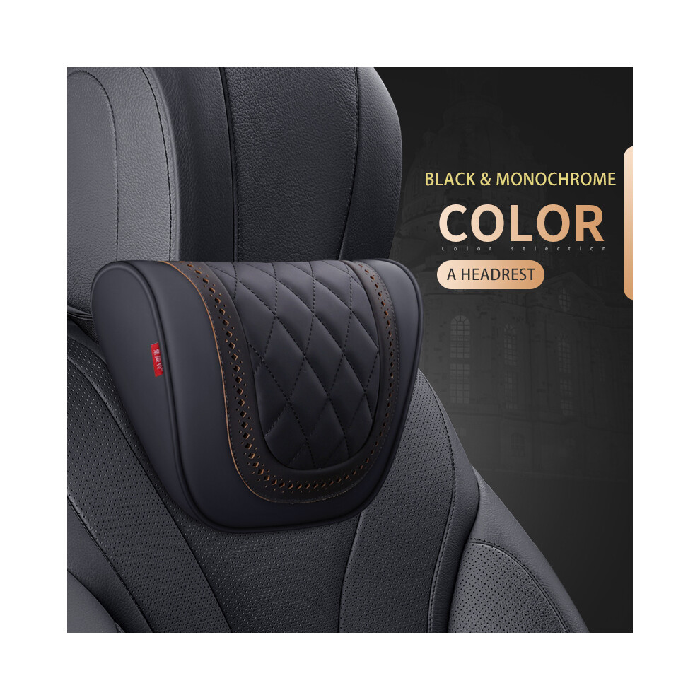 Maxpower (Black-Headrest) Car Leather Headrest Memory Foam Car Rest Pillow Back Cushion Auto Seat