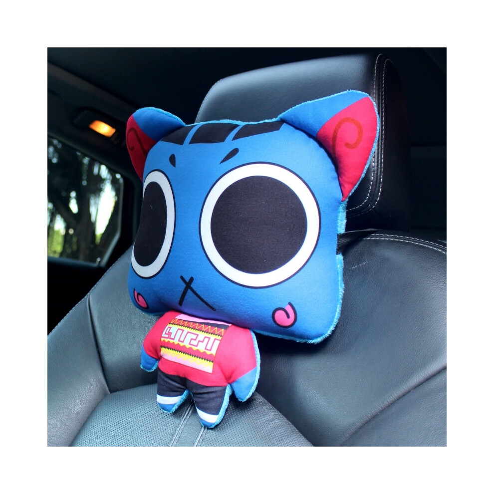 Maxpower (Blue Cat Headrest) Cartoon Car Headrest Throw Pillows Individual Car Decoration Animated