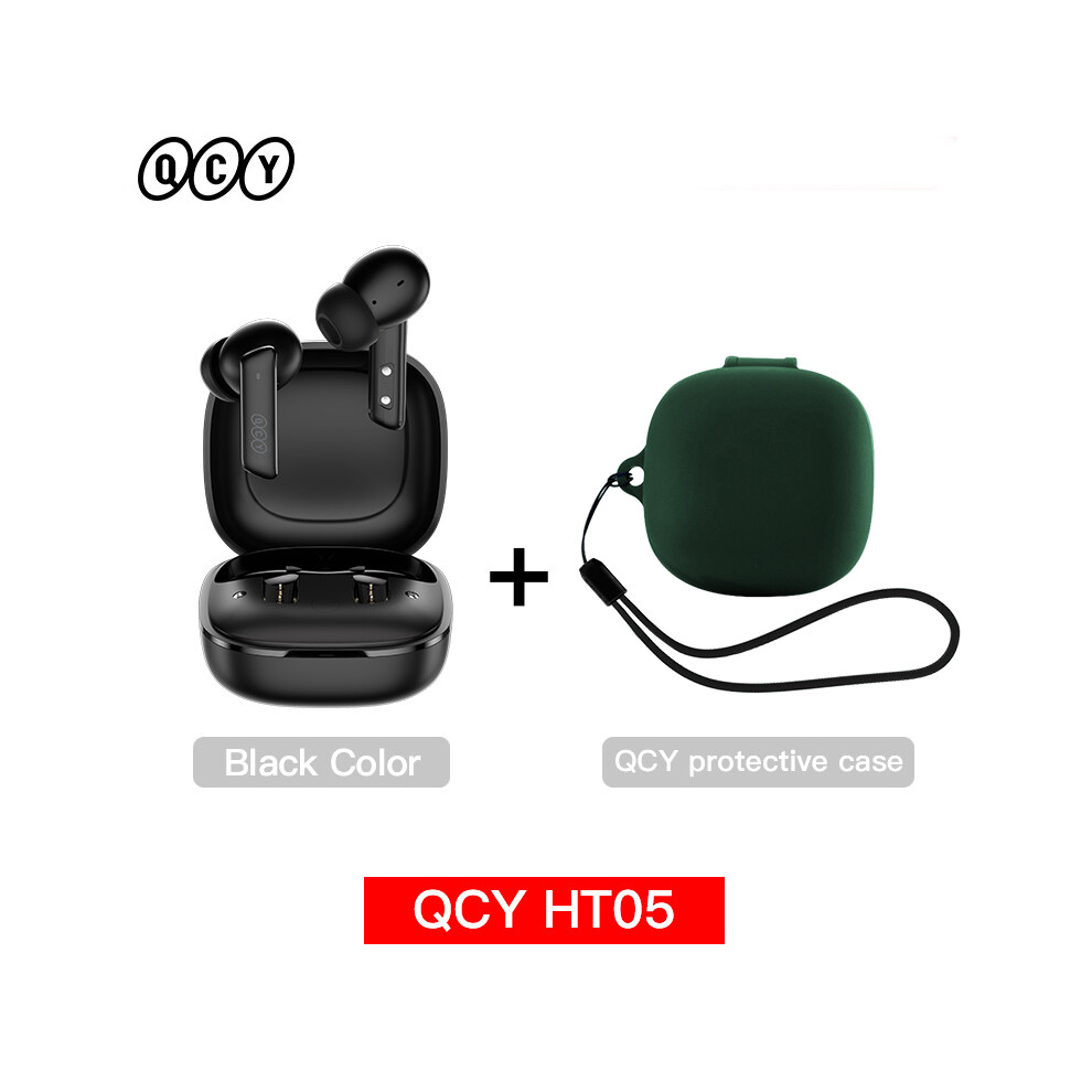 Maxpower ( With Case02) Qcy Ht05 Anc Wireless Tws Bluetooth 5.2 Earphones 40Db Active Noise Cancellation Black