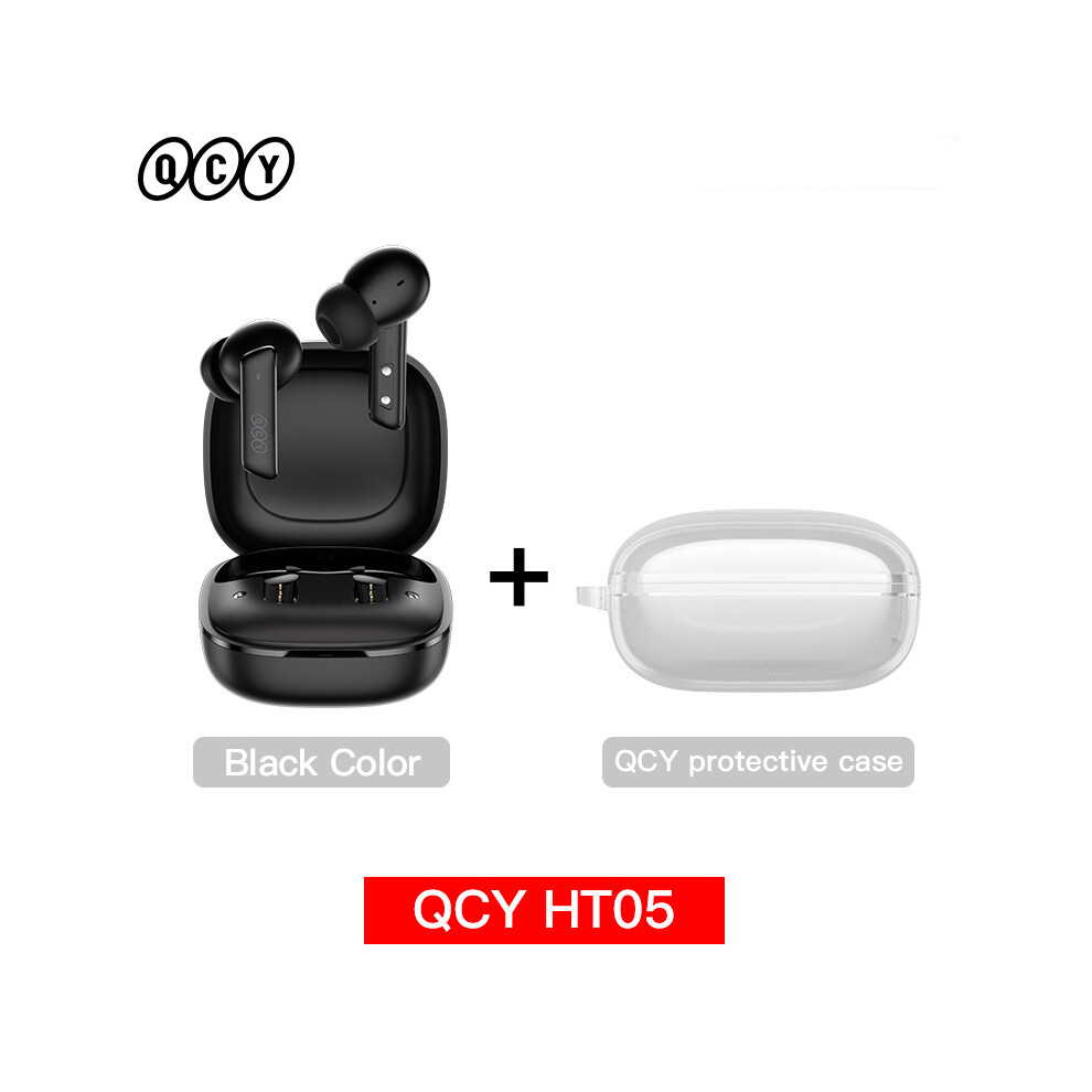 Maxpower (Ht05 With Case) Qcy Ht05 Anc Wireless Tws Bluetooth 5.2 Earphones 40Db Active Noise Cancellation Black