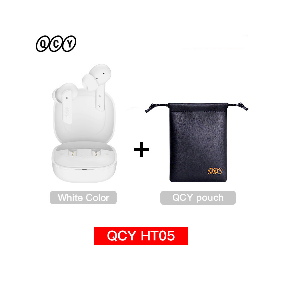 ( With Pouch) Qcy Ht05 Anc Wireless Tws Bluetooth 5.2 Earphones 40Db Active Noise Cancellation White 9123213461466