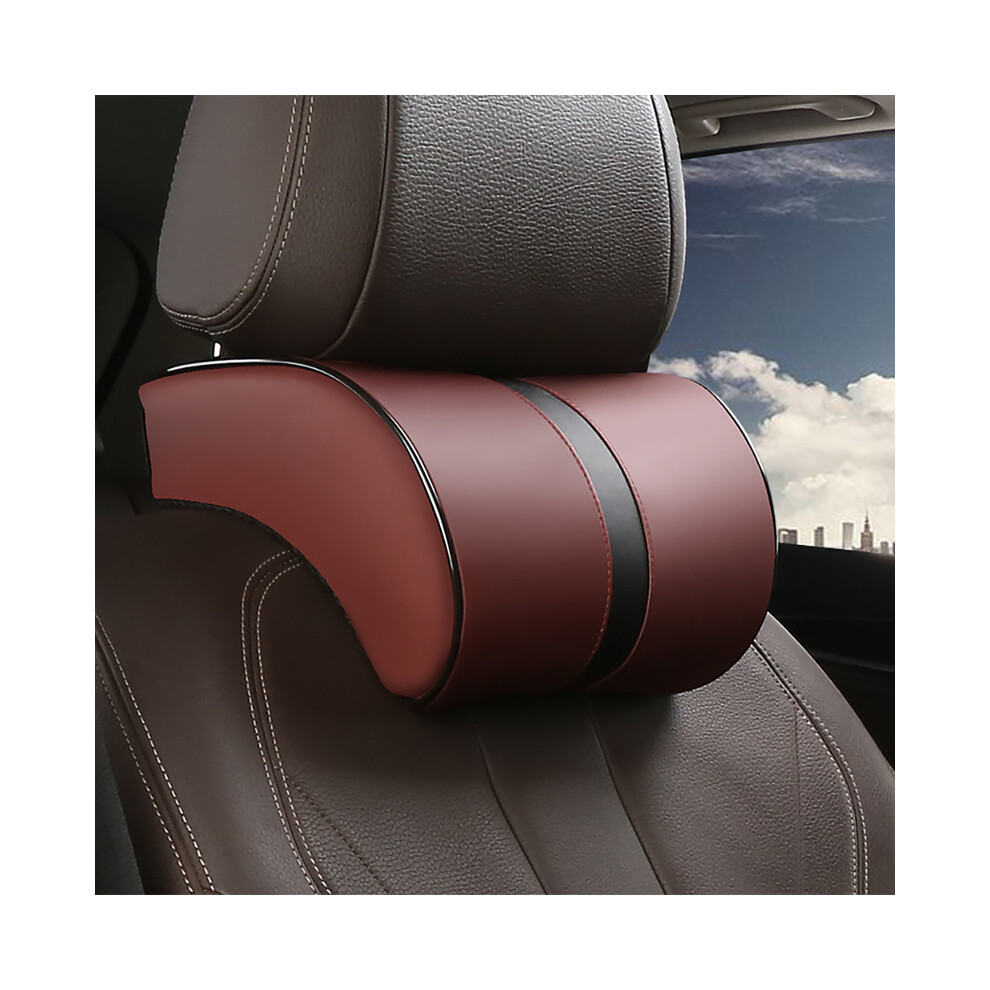 Maxpower (Wine ) Car Seat Headrest Travel Rest Neck Pillow Pu Leather Auto Car Neck Pillow Red