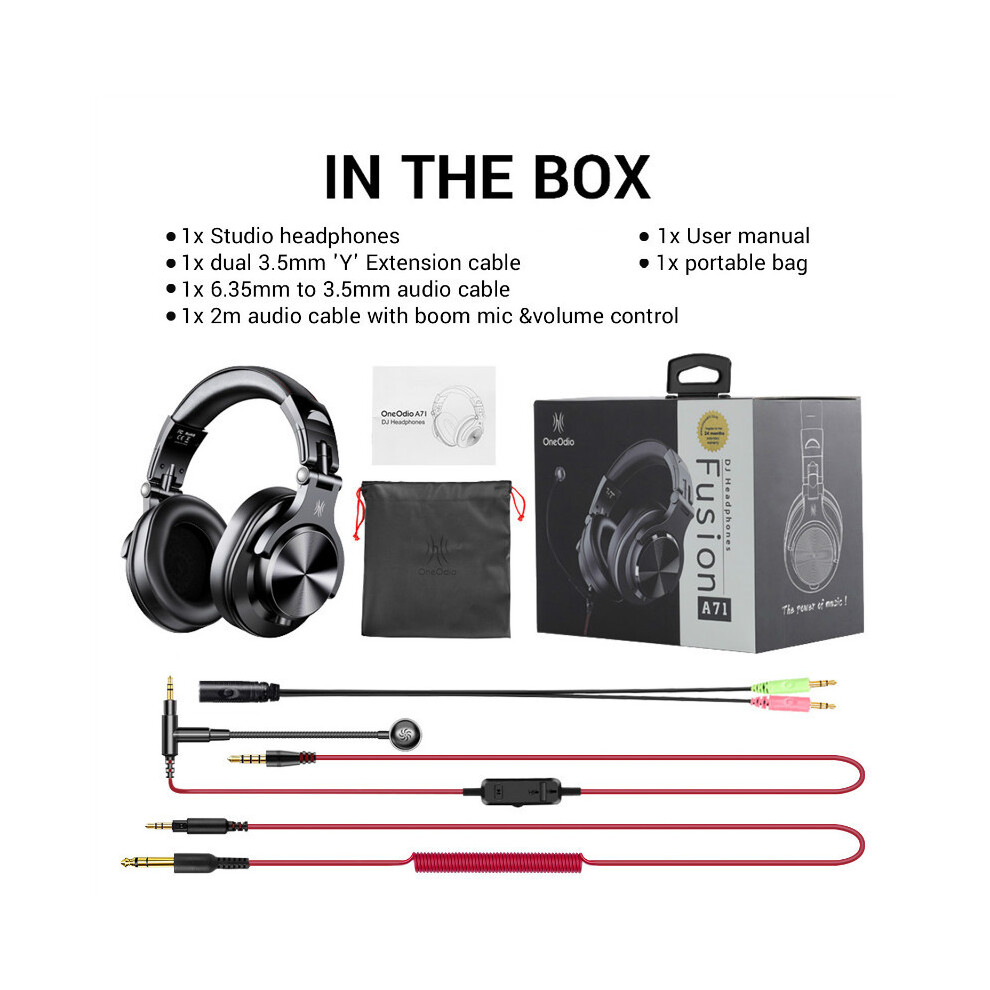 (-Mic) Oneodio A71 Wired Over Ear Headphone With Mic Studio Dj Headphones Professional Black 9123213437492