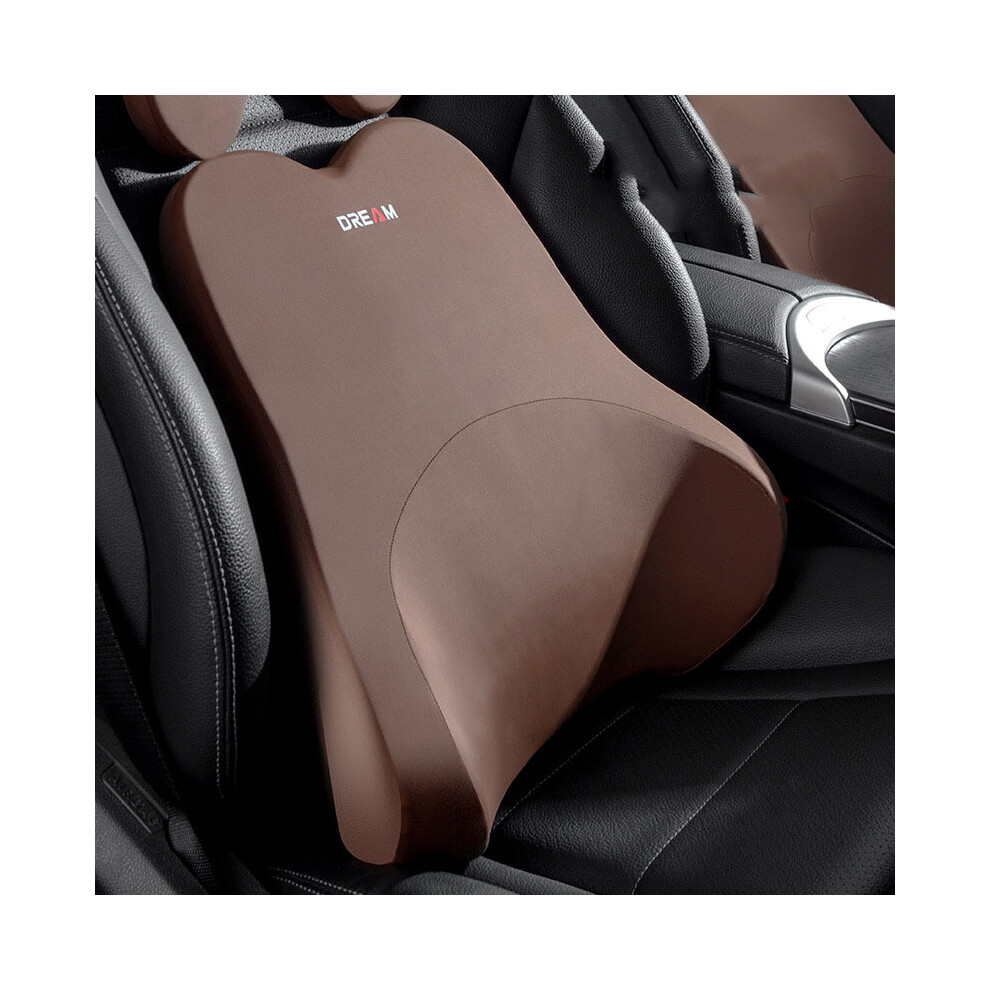 (-Waist Pillow) Car Lumbar Support Headrest Neck Pillow Universal Soft Neck Cushion Auto Brown 9329547853506