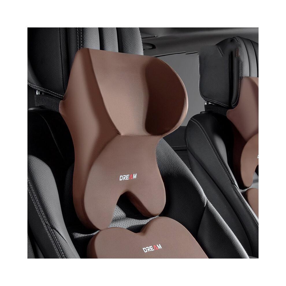 Maxpower (-Headrest) Car Lumbar Support Headrest Neck Pillow Universal Soft Neck Cushion Auto Brown