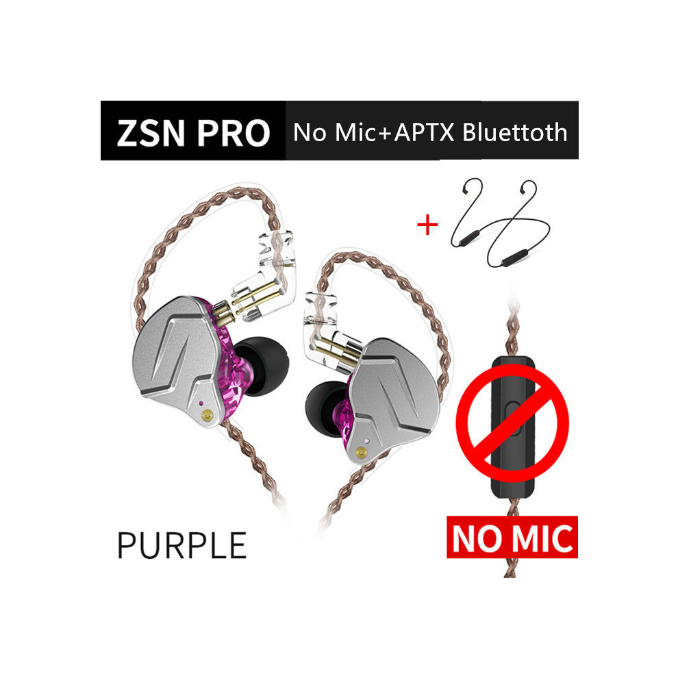 Maxpower (Purplenomicbluetooth) Kz Zsn Pro 1Ba+1Dd Hybrid Technology Hifi Bass Earbuds Metal In Ear Earphones