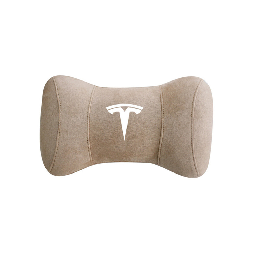 (Beige) Tesla Car Neck Pillow For Model S X 3 Y 2022 Accessories Car Headrest Beige 9329547833577