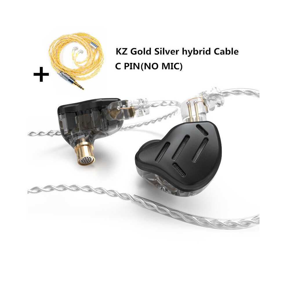 (black no mic(GS)) KZ ZAX 1DD 7BA Hybrid In Ear Earphones 16 Driver Unit Headset HIFI DJ