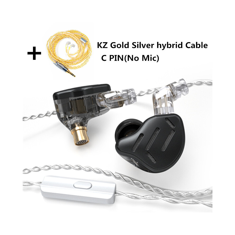 Maxpower ( With Mic(Gs)) Kz Zax 1Dd 7Ba Hybrid In Ear Earphones 16 Driver Unit Headset Hifi Dj Black