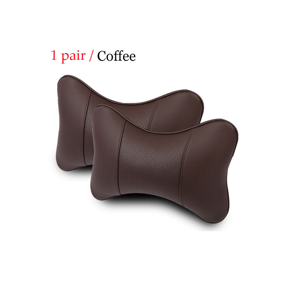 Maxpower (1 Pair Coffee) 1 Pair Luxury Car Headrest Pillow Unisex Breathable Auto Neck Rest Headrest