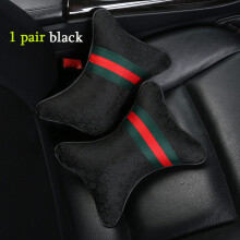 (Black 1 pair) 1 Pair Luxury Car Headrest Pillow Unisex Breathable Auto Neck Rest Headrest