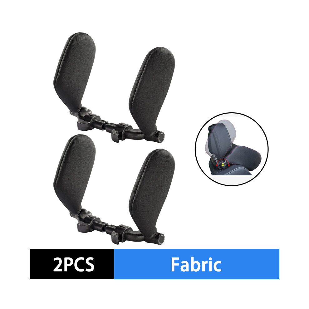 (2Pcs Fabric) Car Seat Headrest Pillow Adjustable Car Headrest Pillow Travel Rest Sleep Black 9329547868456
