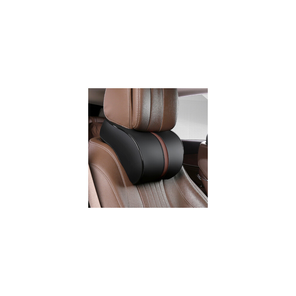 Maxpower (Coffee) Adjustable Car Headrest Pillow Set Leather Auto Neck Protection Rest Pillows