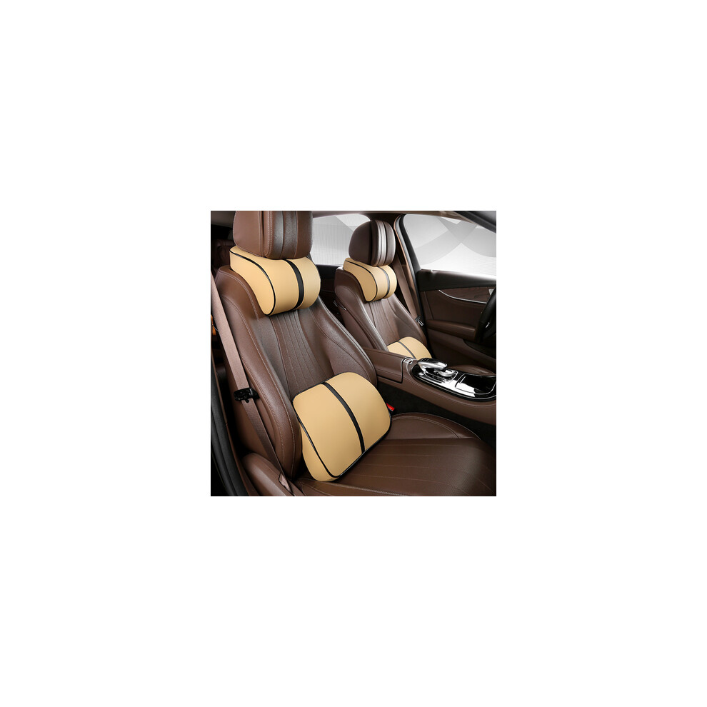 Maxpower (Peach) Adjustable Car Headrest Pillow Set Leather Auto Neck Protection Rest Pillows Peach