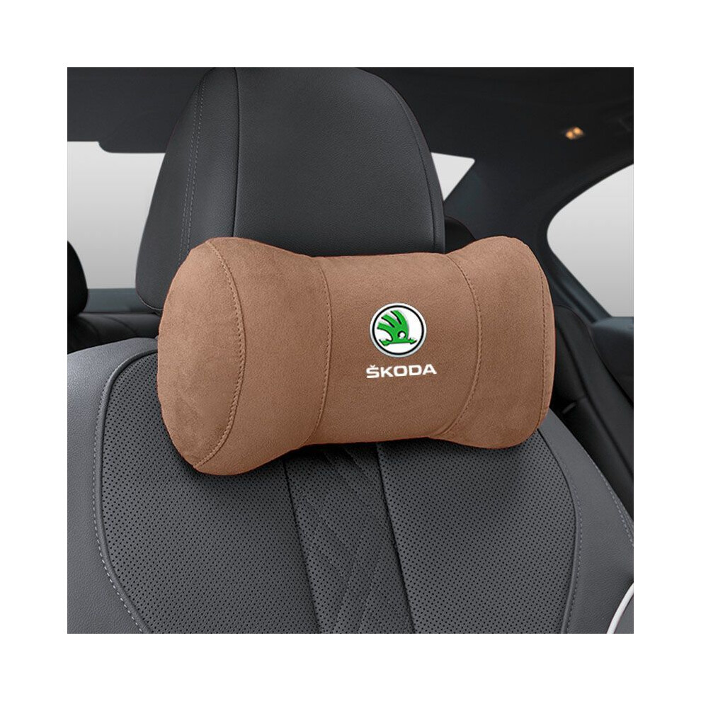 Maxpower (Brown) Car Seat Headrest Pillow Neck Support Protector Cushion For Skoda Octavia