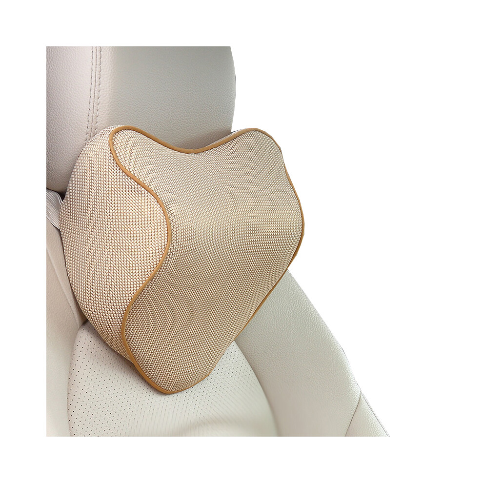 Maxpower ( Headrest) Car Lumbar Pillow Memory Foam Lumbar Support Cushion Car Low Back Pain Beige