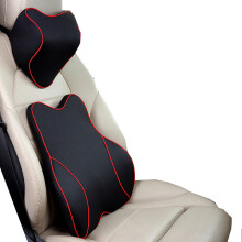 (blackred set) Car Lumbar Pillow Memory Foam Lumbar Support Cushion Car Low Back Pain