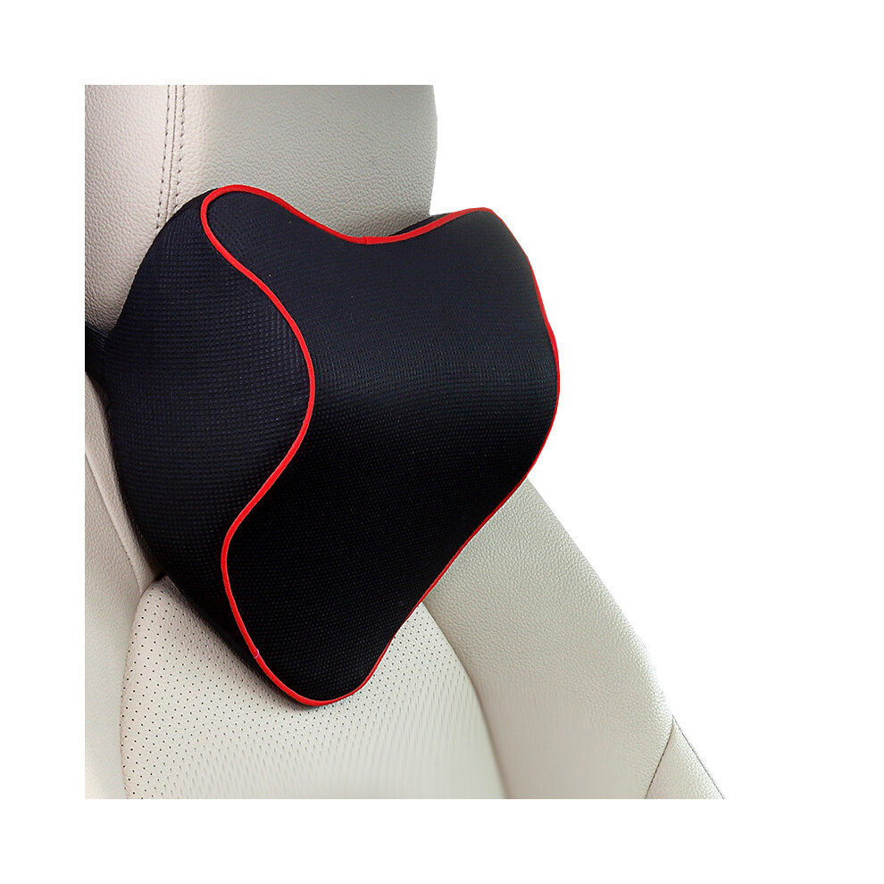 (Blackred Headrest) Car Lumbar Pillow Memory Foam Lumbar Support Cushion Car Low Back Pain 9329547825367