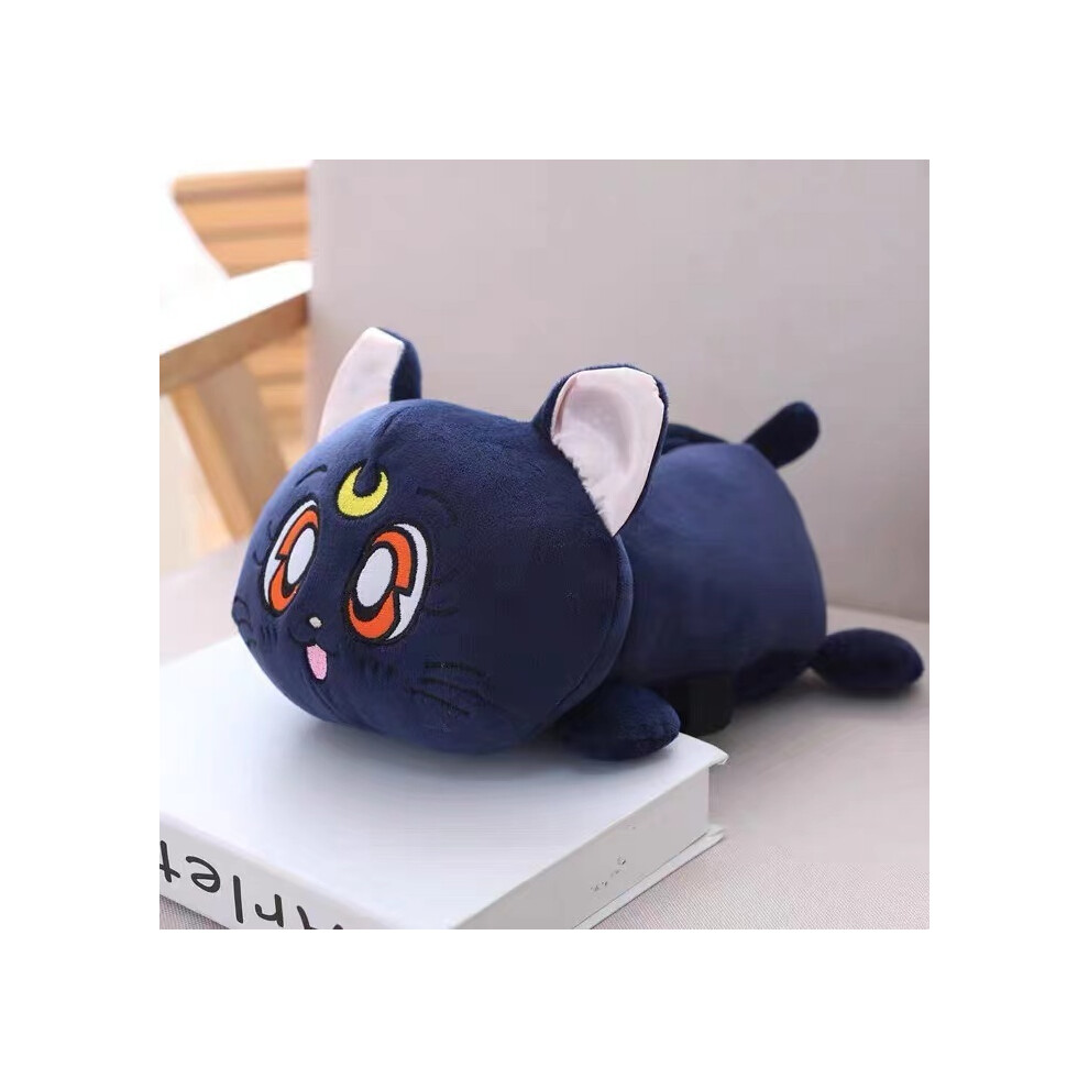 (1 Tissue Box ) Cute Cartoon Car Headrest Pillow Luna Cat Head Plush Neck Pillow Car Seat Blue 9329547837148