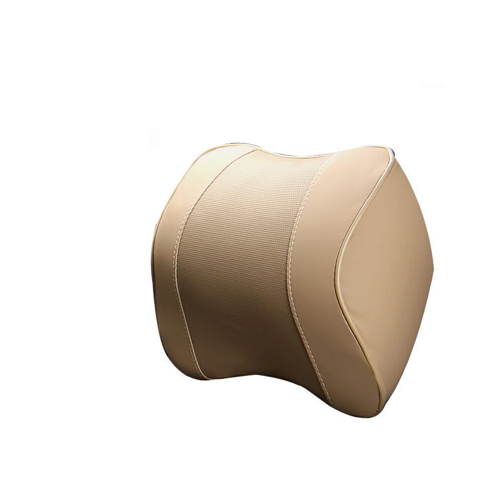 ( Neck Pillow) Car Headrest Pillow Pu Leather Memory Foam Comfortable Neck Pillows Support Beige 9329547820836