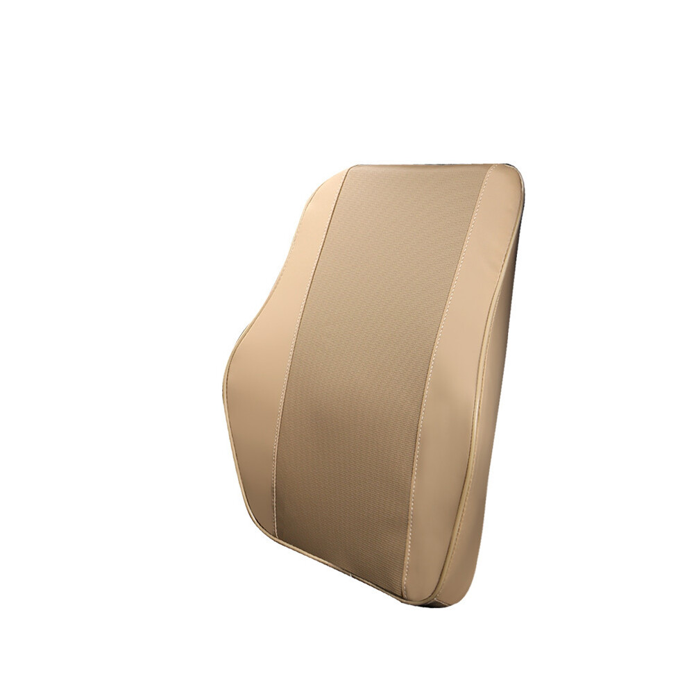 Maxpower ( Support) Car Headrest Pillow Pu Leather Memory Foam Comfortable Neck Pillows Support Beige
