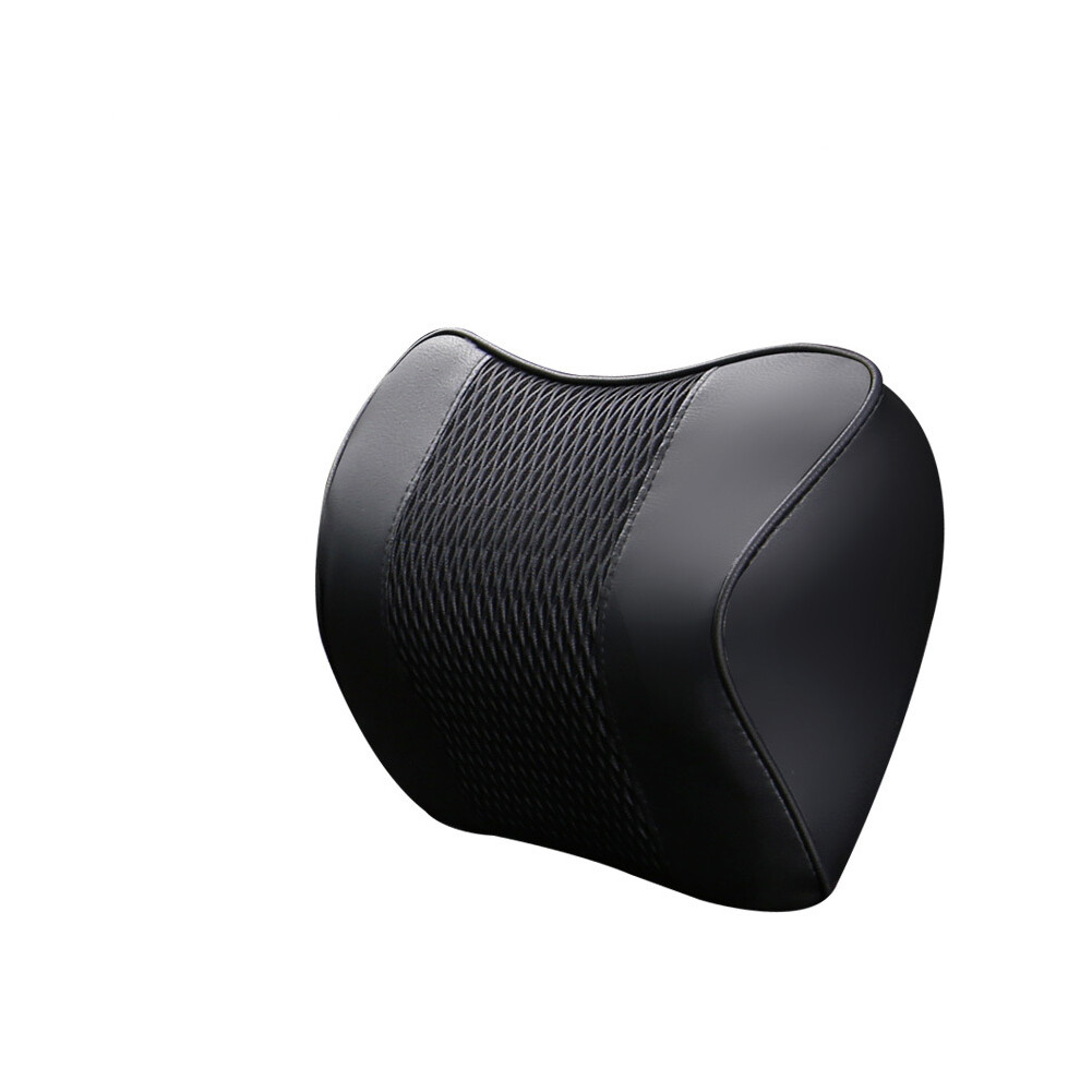 ( Neck Pillow) Brand New Pu Leather And Fabric Car Headrest Pillow Universal Memory Foam Black 9329547820775