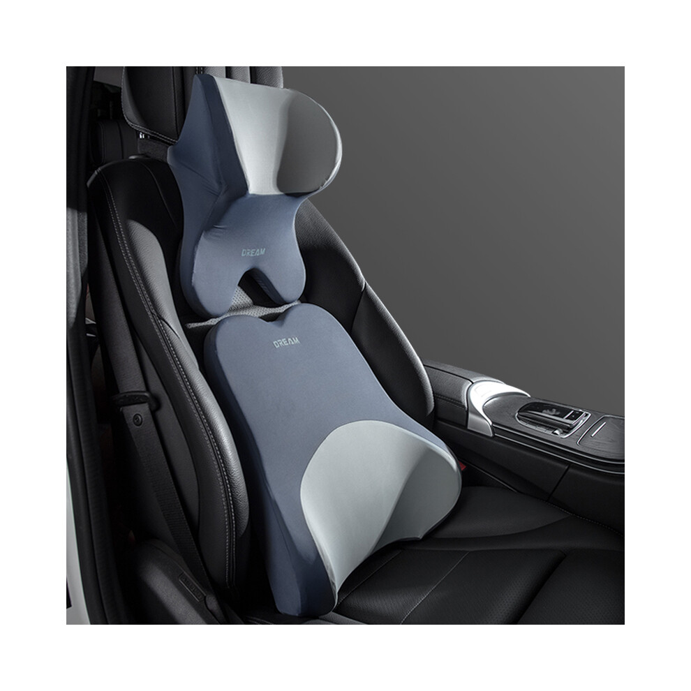 Maxpower (Set Gy) Car Lumbar Support Headrest Neck Pillow Support Universal Soft Neck Pillows