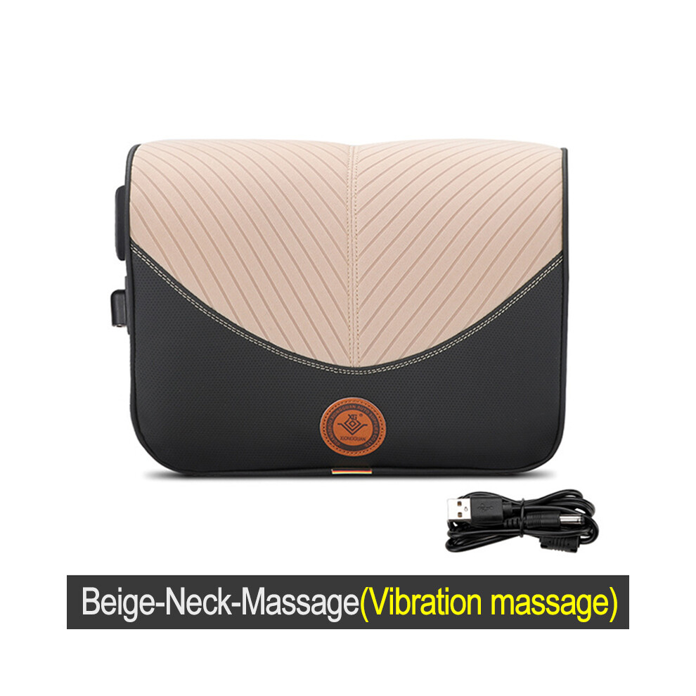 Maxpower (Beige-Neck-Massage) Car Electric Massage Headrest Neck Pillow Breathable Mesh + Leather Universal