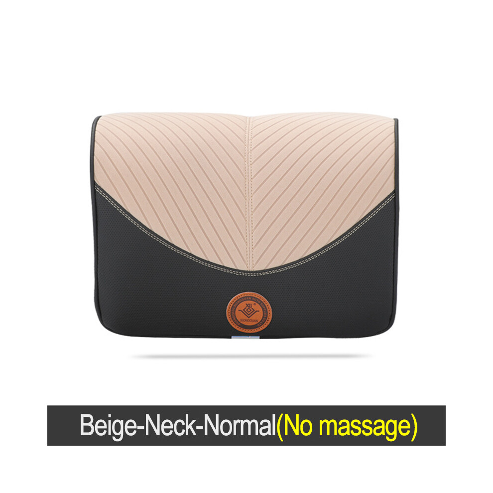 (-Neck-Normal) Car Electric Massage Headrest Neck Pillow Breathable Mesh + Leather Universal Beige 9329547846928