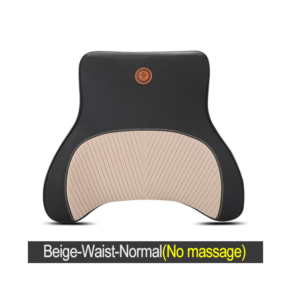 Maxpower (Beige-Waist-Normal) Car Electric Massage Headrest Neck Pillow Breathable Mesh + Leather Universal