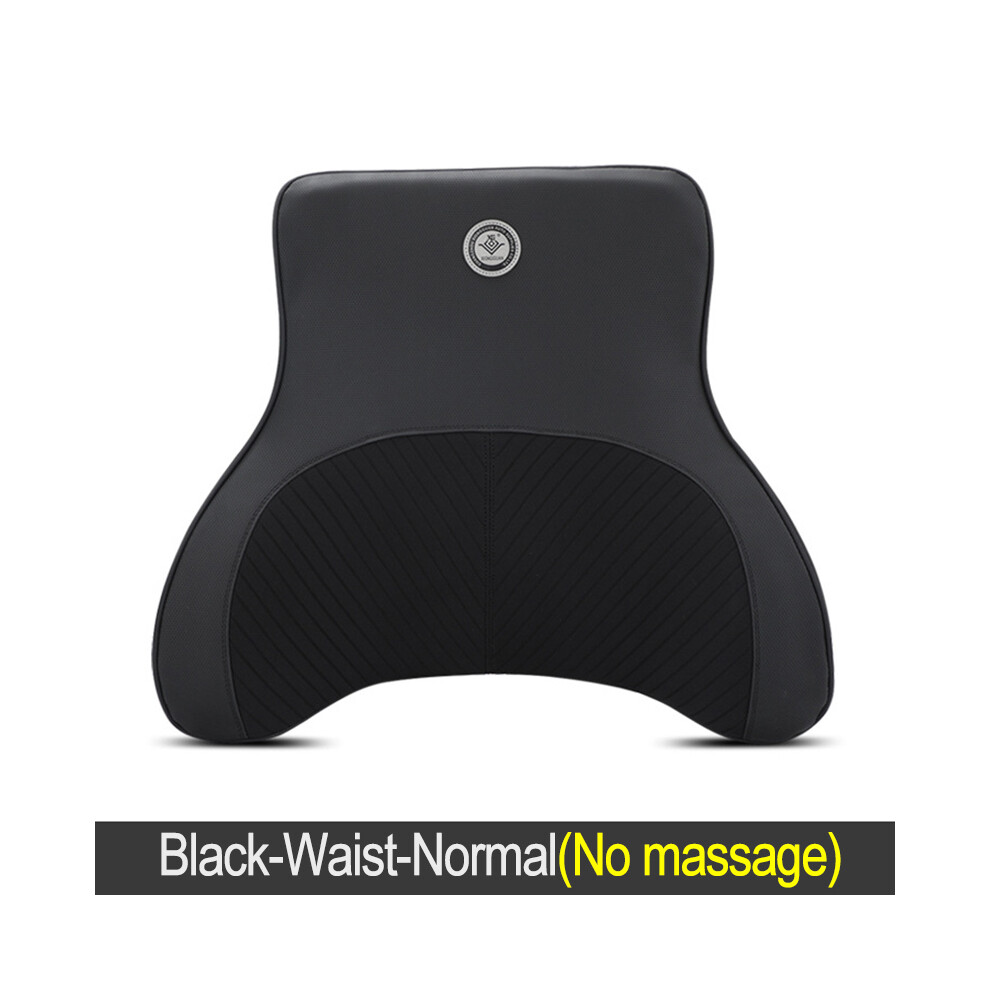 Maxpower (Black-Waist-Normal) Car Electric Massage Headrest Neck Pillow Breathable Mesh + Leather Universal