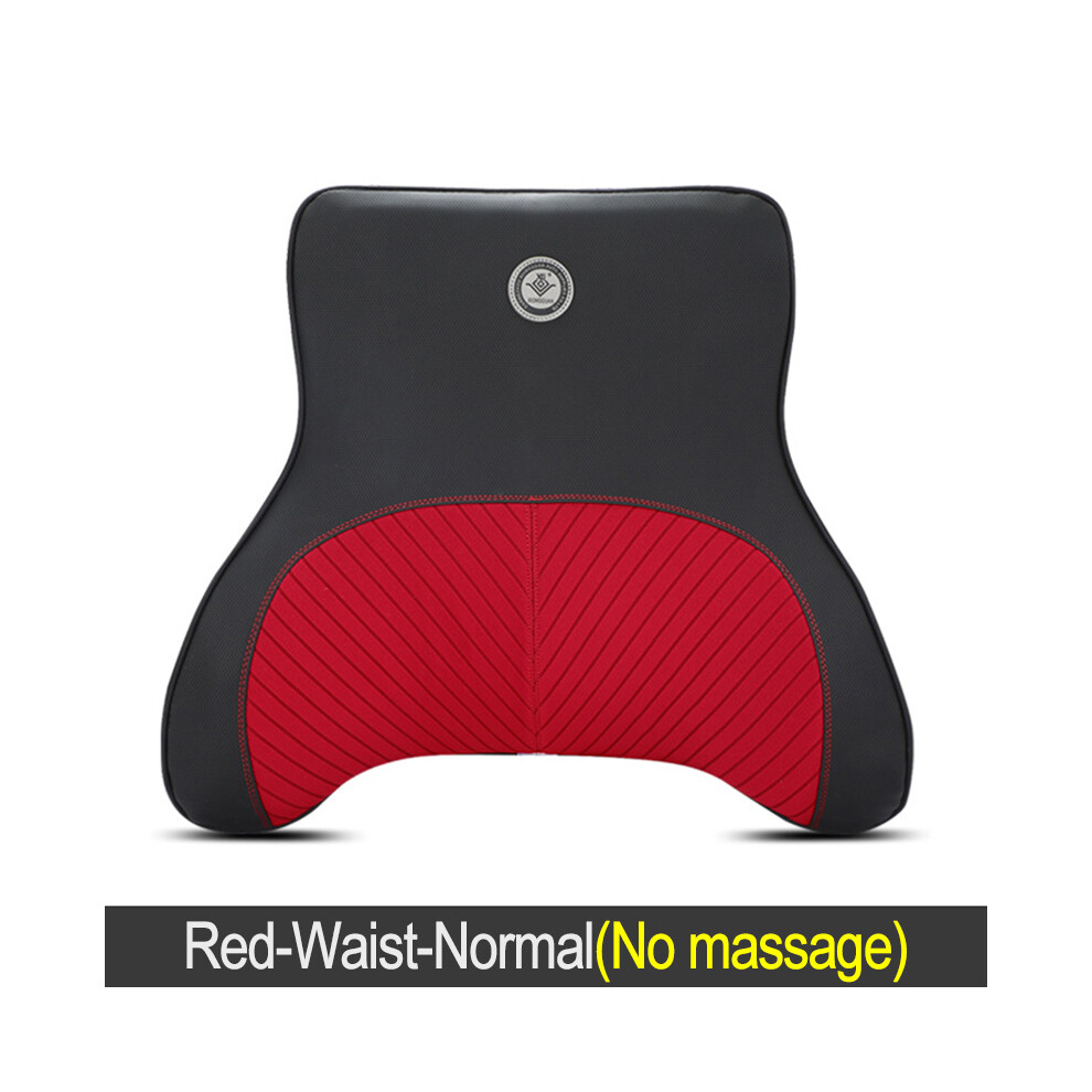Maxpower (Red-Waist-Normal) Car Electric Massage Headrest Neck Pillow Breathable Mesh + Leather Universal