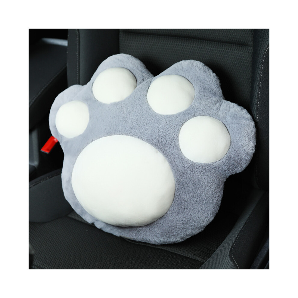 Maxpower ( Waist Pillow) 1Pc Cute Cartoon Cat Claw Car Neck Pillow Soft Plush Auto Headrest Seat Grey
