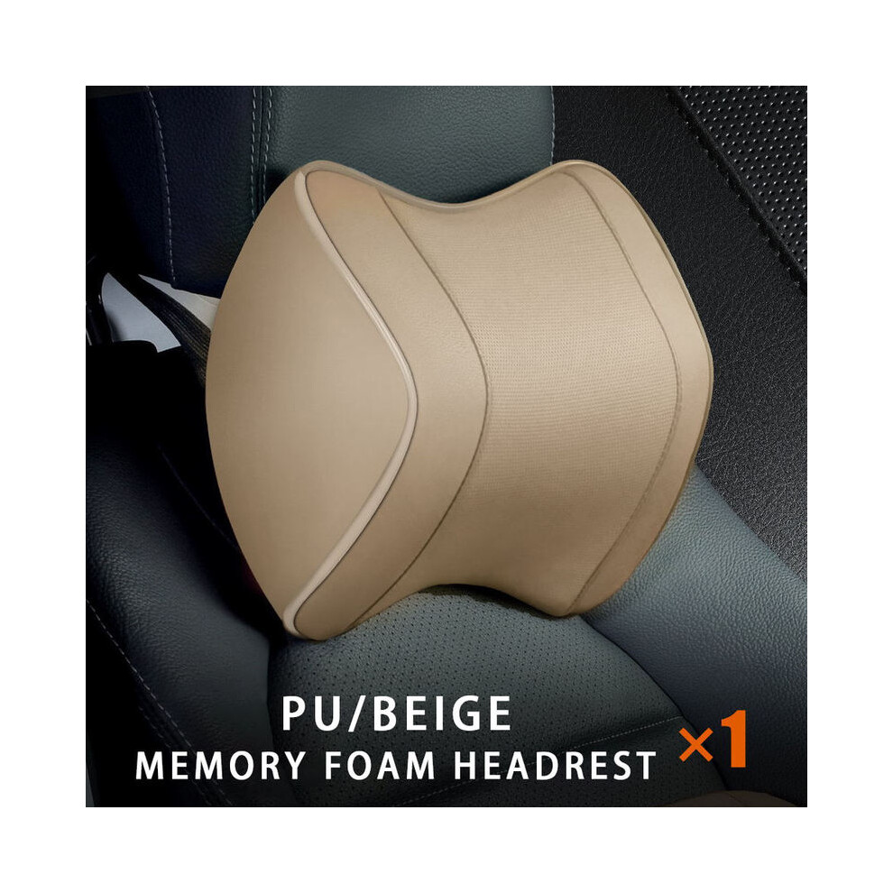 Maxpower ( Headrest) Universal Headrest Pillow Car Neck Rest Head Support Cushion Car Breathable Beige