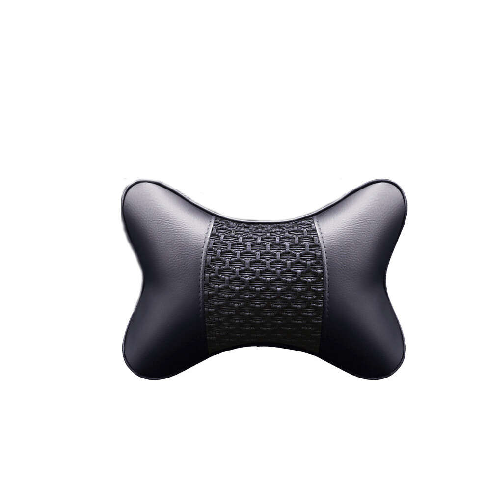 Maxpower (A-Balck) Car Neck Pillows Both Side Pu Leather 1Pcs Pack Headrest For Head Pain