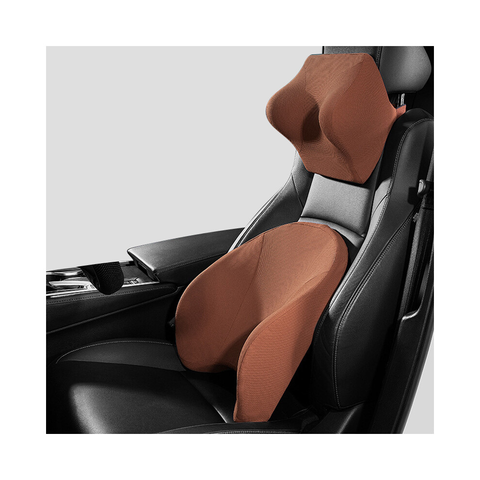 Maxpower (1 Set Coffee) Car Lumbar Pillow Headrest Neck Pillow Support Universal Soft Neck Pillows