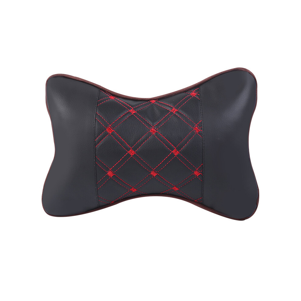 Maxpower ( Red) Pu Leather Car Neck Pillows Head Support Protector Universal Headrest Black/Red