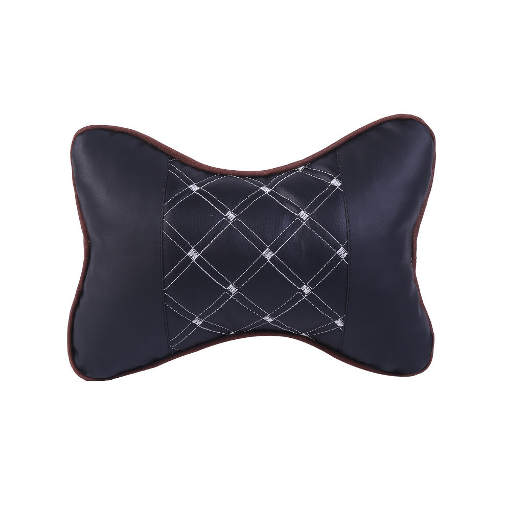 Maxpower ( White) Pu Leather Car Neck Pillows Head Support Protector Universal Headrest Black/White