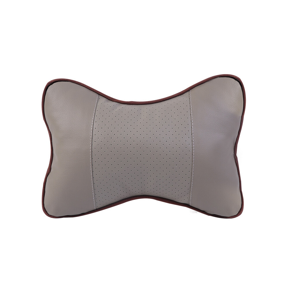 Maxpower ( With Hole) Pu Leather Car Neck Pillows Head Support Protector Universal Headrest Gray