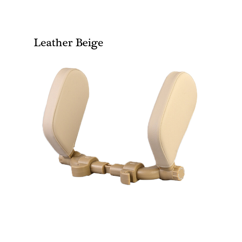 Maxpower (Leather Beige) Car Seat Headrest Pillow Neck Support Pillow For Car Sleep Side Head Support