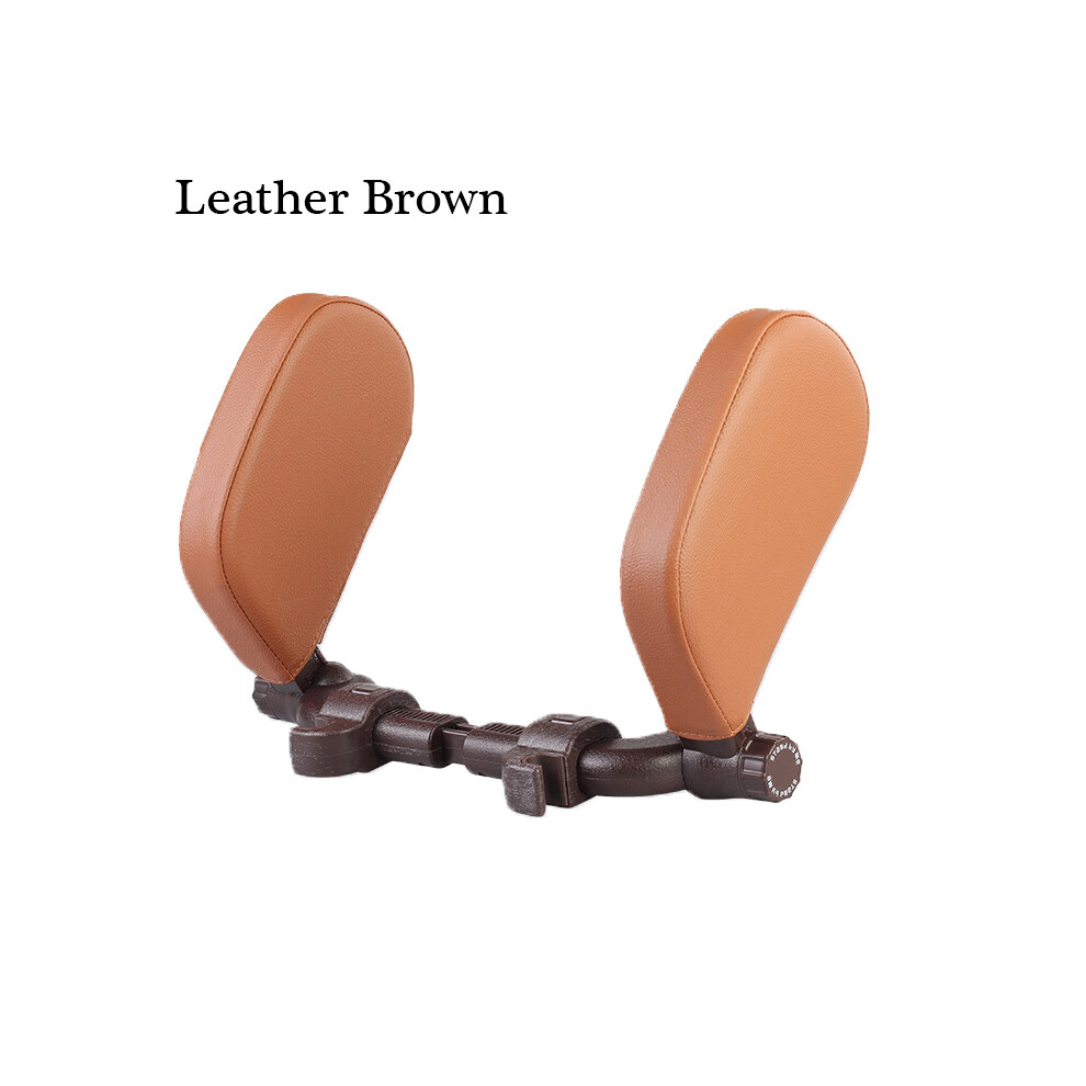 Maxpower (Leather Brown) Car Seat Headrest Pillow Neck Support Pillow For Car Sleep Side Head Support