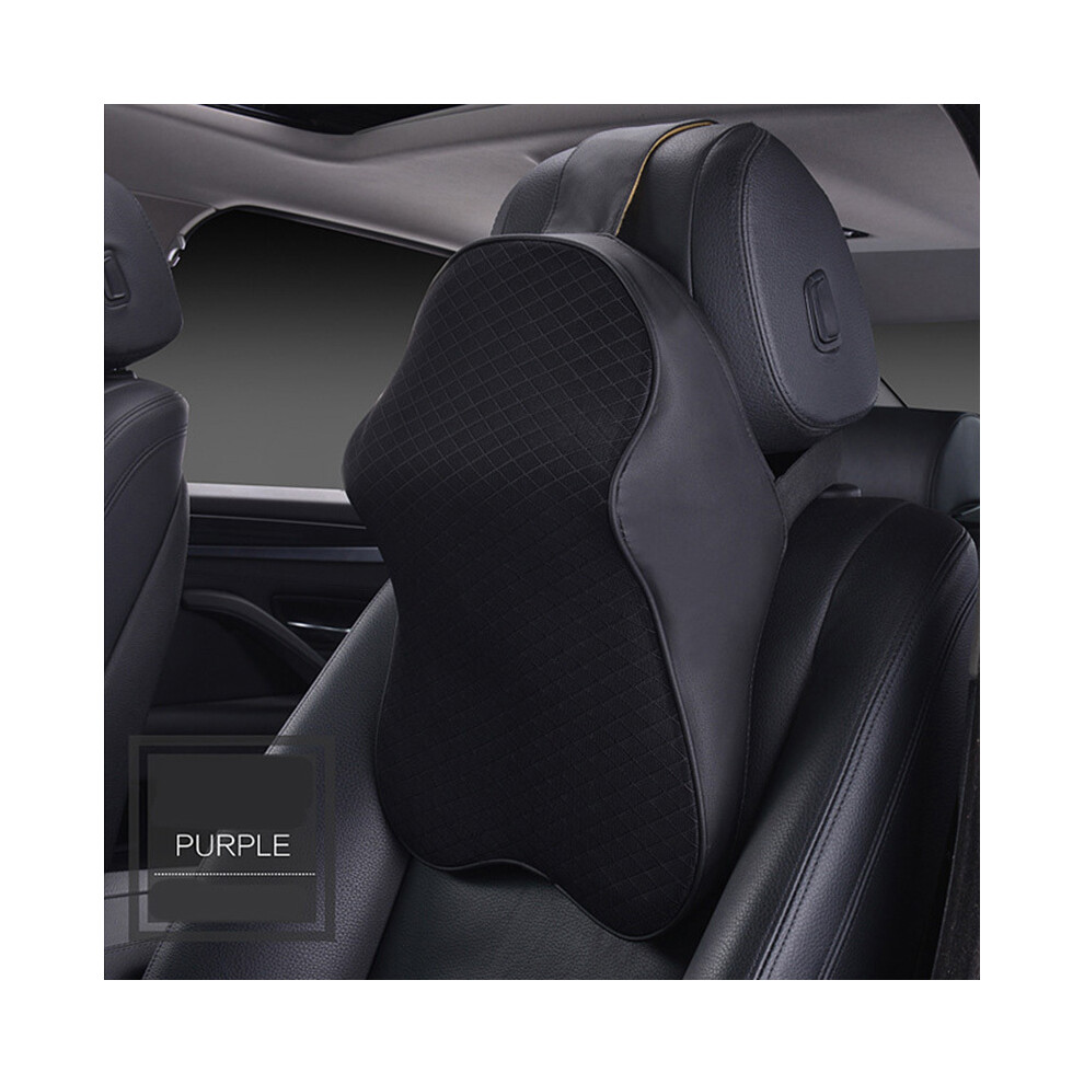 (Black) 3D Spare Car Headrest Pillow Leather Ice Silk Automobile Neck Rest Waist Black 9329547849974