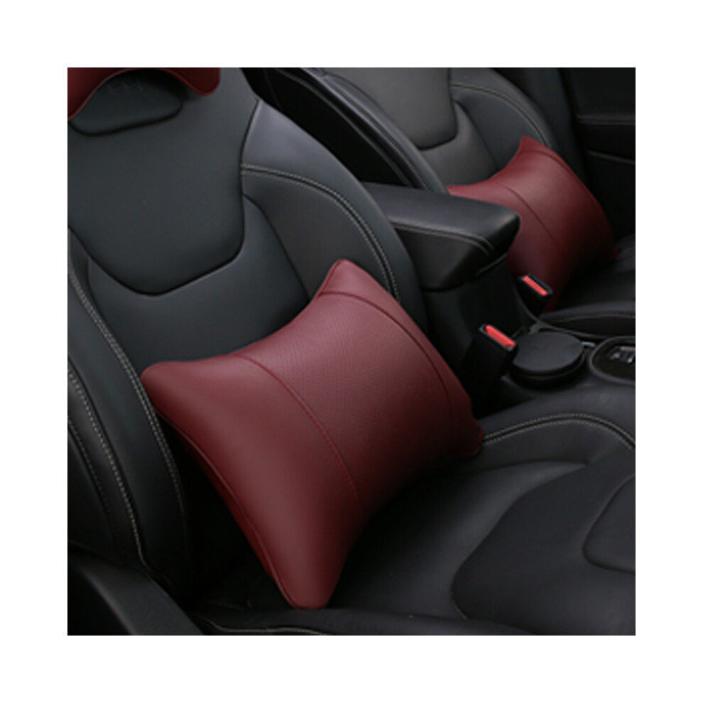 (1PC-No logo-Red) 2Pcs Car Neck Pillow Pu Leather Seat Support Headrest Embroidery For Kia-image-OPC-PDZMTRP-NEW