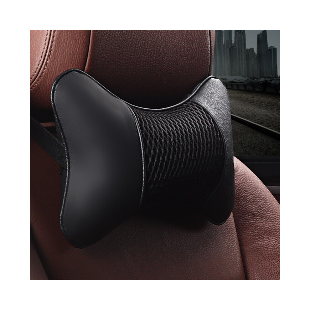Maxpower (Black) Car Neck Pillows Both Side Pu Leather 1Pcs Pack Headrest For Head Pain