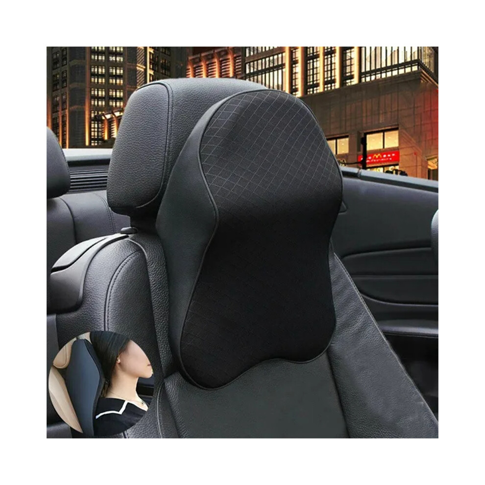 Maxpower ( S) Car Seat Headrest Pad 3D Memory Foam Pillow Head Neck Pain Relief Travel Black