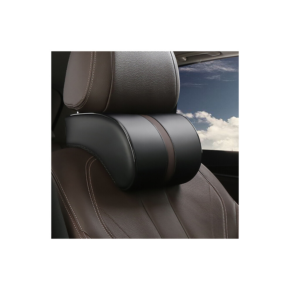 Maxpower (Black) Car Neck Headrest Pillow Pu Leather Neck Rest Cushion Auto Seat Head Neck Black