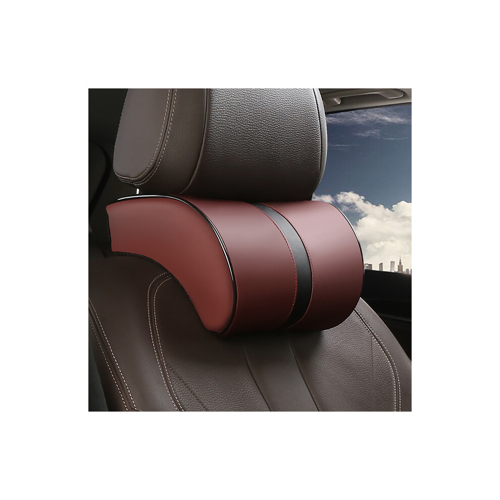 Maxpower (Wine ) Car Neck Headrest Pillow Pu Leather Neck Rest Cushion Auto Seat Head Neck Red