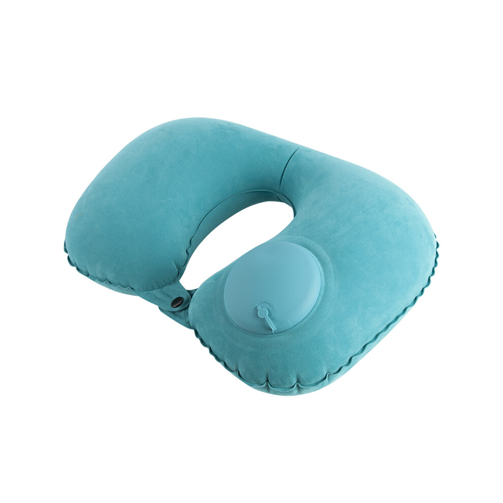 (Blue) U-Shape Inflatable Travel Pillow Neck Pillow Car Head Rest Air Pillows