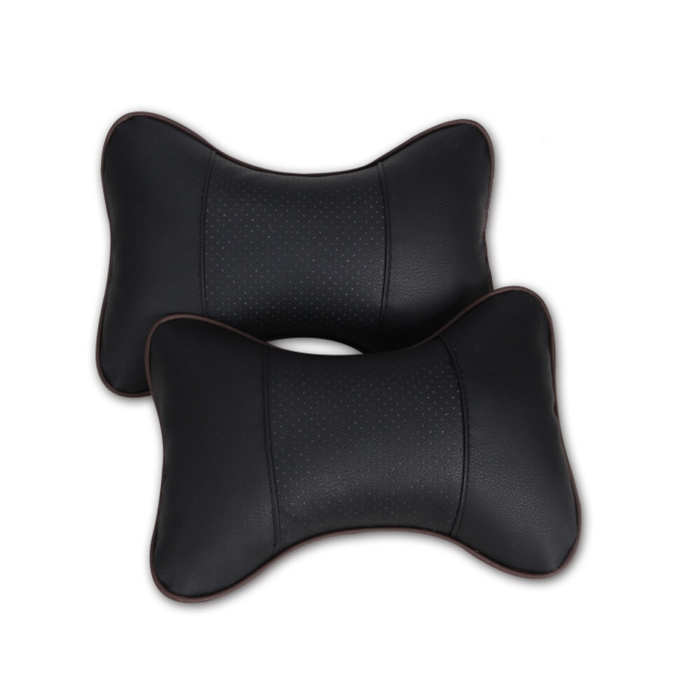 (Black) Car Headrest 2pcs Car Neck Pillow Perforating Design PU Leather Hole-digging-image-OPC-PDZMVSW-NEW